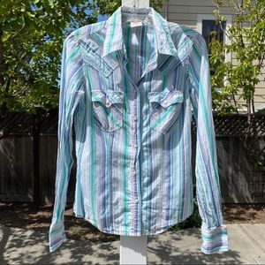 True Religion Y2K 90s Button Up Stripe Top Size Medium